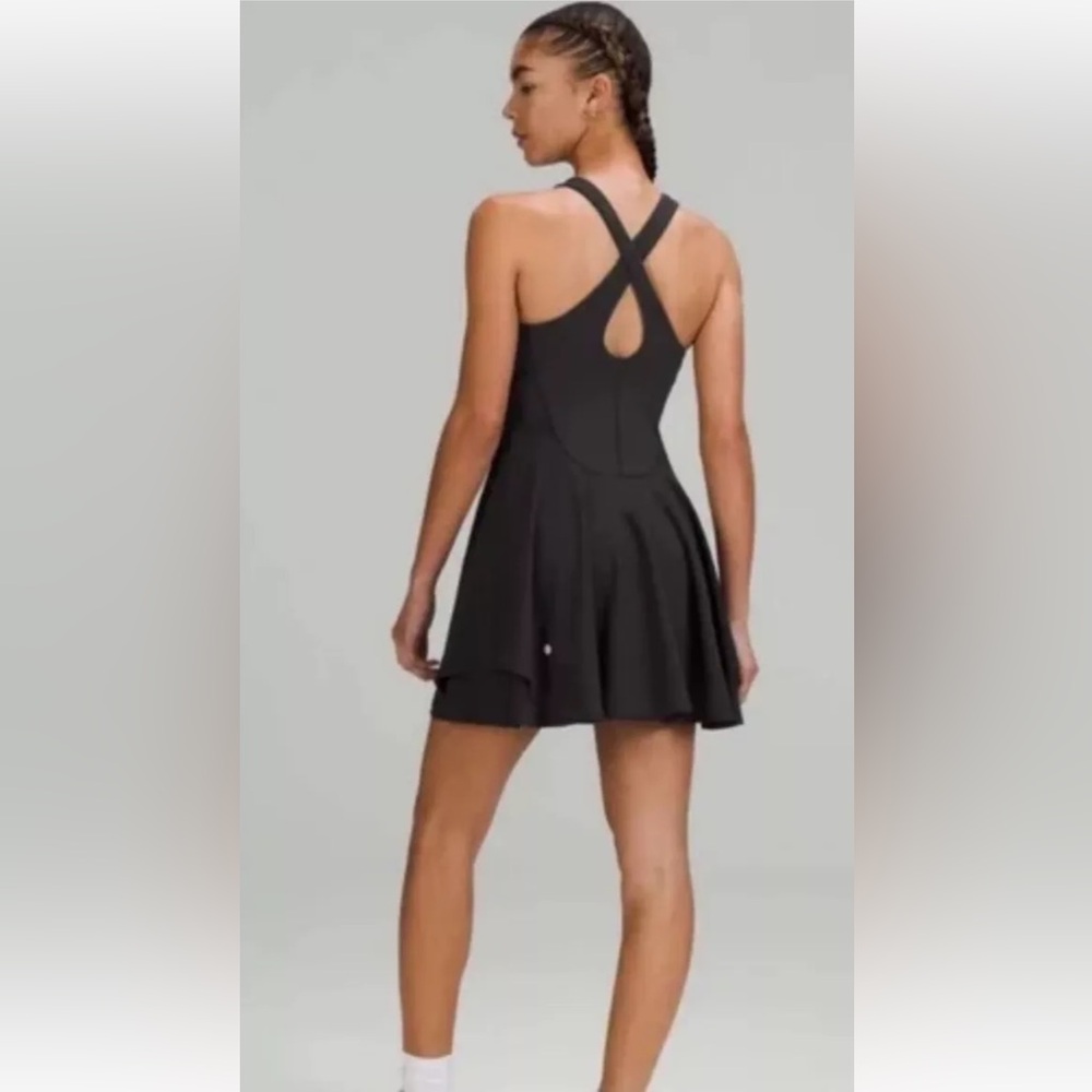 Lululemon Court Crush Tennis Skort Dress Sz 2 Black Built In Bra